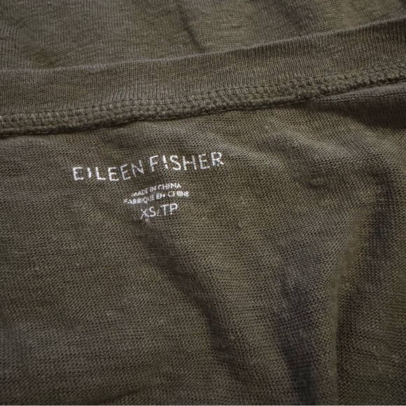 Eileen Fisher Organic Linen V-Neck Green Short Sleeve Tee XS - Picture 6 of 7